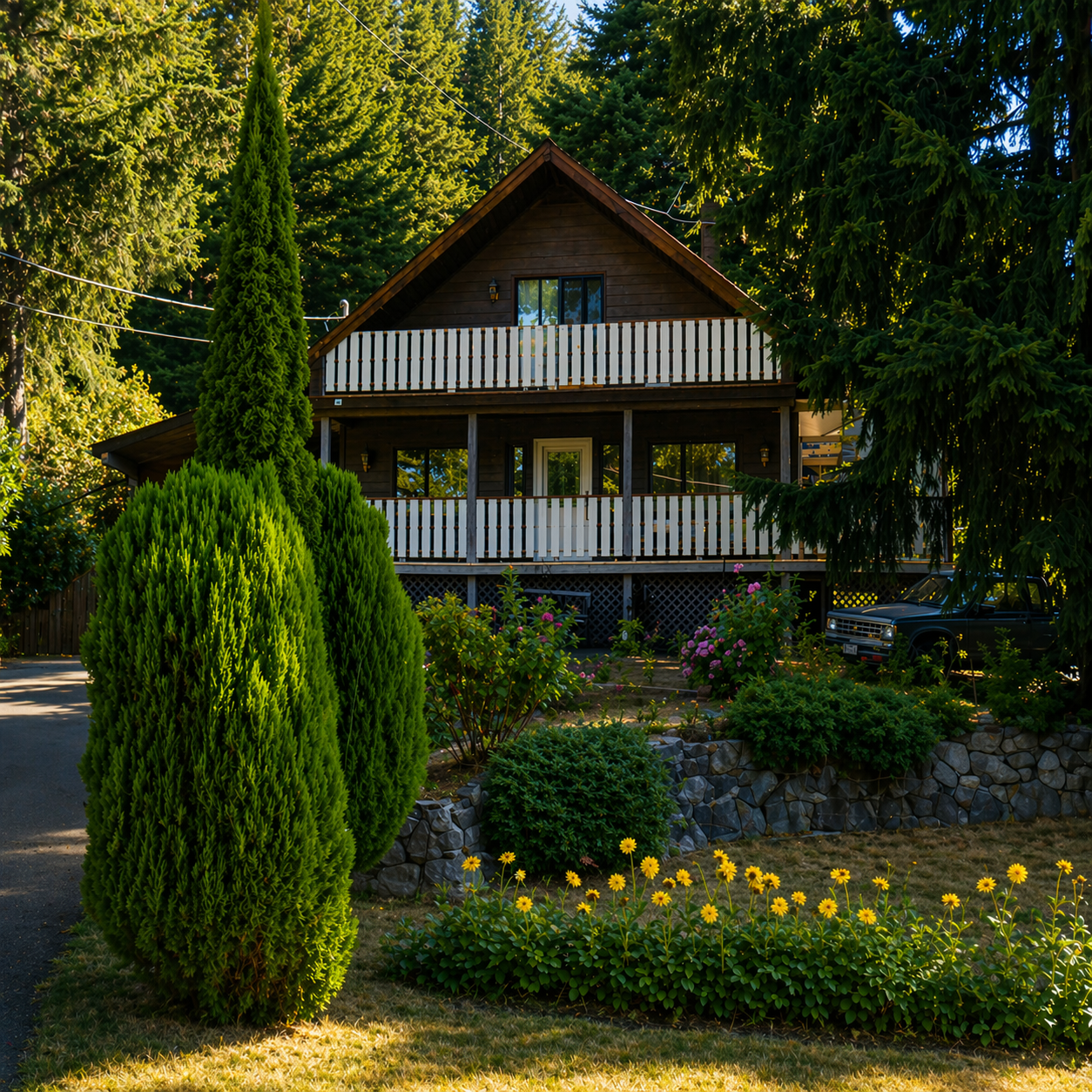 Front exterior and entrance of the Peaceful Pines guest suite